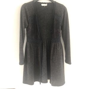 NWOT $168 Anthropologie Lace Boho Charcoal Empire Long Sweater Top Dress Sz S